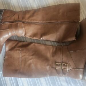 Brown Knee-High Boots with Buckles
